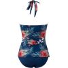 image:imageSUUKSESS Women Sexy Halter Tankini Bathing Suits Slimming Tummy Control High Waisted Swimsuits 2 Piece06 Tropical Floral Navy Blue