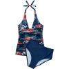 image:imageSUUKSESS Women Sexy Halter Tankini Bathing Suits Slimming Tummy Control High Waisted Swimsuits 2 Piece06 Tropical Floral Navy Blue