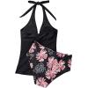 image:imageSUUKSESS Women Sexy Halter Tankini Bathing Suits Slimming Tummy Control High Waisted Swimsuits 2 Piece06 Vintage Floral Black