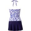image:imageSUUKSESS Women Tummy Control Tankini Swimsuits with Skirt Backless Bathing SuitNavy Blue Floral