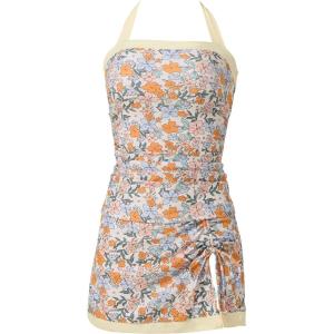 image:imageSUUKSESS Women Tummy Control Tankini Swimsuits with Skirt Backless Bathing Suit149yellow Floral