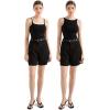 image:imageSUUKSESS Women Cotton Rib Squre Neck Tops Sleeveless Summer Padded Basic Tank Top02 Blackwhite