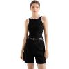image:imageSUUKSESS Women Cotton Rib Squre Neck Tops Sleeveless Summer Padded Basic Tank Top02 Blackwhite