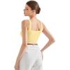 image:imageSUUKSESS Women Cotton Rib Squre Neck Tops Sleeveless Summer Padded Basic Tank Top05 Yellow
