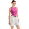 image:imageSUUKSESS Women Cotton Rib Squre Neck Tops Sleeveless Summer Padded Basic Tank Top07 Rose Red