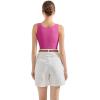 image:imageSUUKSESS Women Cotton Rib Squre Neck Tops Sleeveless Summer Padded Basic Tank Top07 Rose Red
