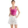 image:imageSUUKSESS Women Cotton Rib Squre Neck Tops Sleeveless Summer Padded Basic Tank Top07 Rose Red
