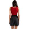 image:imageSUUKSESS Women Cotton Rib Squre Neck Tops Sleeveless Summer Padded Basic Tank Top08 Red