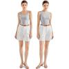 image:imageSUUKSESS Women Cotton Rib Squre Neck Tops Sleeveless Summer Padded Basic Tank Top09 Flower Grey
