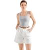 image:imageSUUKSESS Women Cotton Rib Squre Neck Tops Sleeveless Summer Padded Basic Tank Top09 Flower Grey
