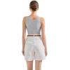 image:imageSUUKSESS Women Cotton Rib Squre Neck Tops Sleeveless Summer Padded Basic Tank Top09 Flower Grey