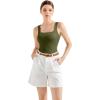 image:imageSUUKSESS Women Cotton Rib Squre Neck Tops Sleeveless Summer Padded Basic Tank Top10 Army Green