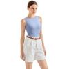 image:imageSUUKSESS Women Cotton Rib Squre Neck Tops Sleeveless Summer Padded Basic Tank Top11 Light Blue