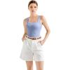 image:imageSUUKSESS Women Cotton Rib Squre Neck Tops Sleeveless Summer Padded Basic Tank Top11 Light Blue