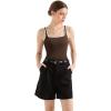 image:imageSUUKSESS Women Cotton Rib Squre Neck Tops Sleeveless Summer Padded Basic Tank Top12 Brownwhite