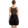 image:imageSUUKSESS Women Cotton Rib Squre Neck Tops Sleeveless Summer Padded Basic Tank Top12 Brownwhite