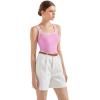 image:imageSUUKSESS Women Cotton Rib Squre Neck Tops Sleeveless Summer Padded Basic Tank Top13 Pinkwhite