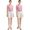 image:imageSUUKSESS Women Cotton Rib Squre Neck Tops Sleeveless Summer Padded Basic Tank Top13 Pinkwhite