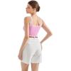 image:imageSUUKSESS Women Cotton Rib Squre Neck Tops Sleeveless Summer Padded Basic Tank Top13 Pinkwhite