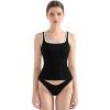 image:imageSUUKSESS Women Cotton Rib Squre Neck Tops Sleeveless Summer Padded Basic Tank Top02 Blackwhite