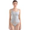 image:imageSUUKSESS Women Cotton Rib Squre Neck Tops Sleeveless Summer Padded Basic Tank Top09 Flower Grey