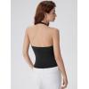 image:imageSUUKSESS Women Halter Backless Tank Tops with Built in Bra Double Lined V Neck Y2k Going Out TopsBlack