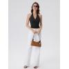 image:imageSUUKSESS Women Halter Backless Tank Tops with Built in Bra Double Lined V Neck Y2k Going Out TopsBlack