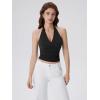 image:imageSUUKSESS Women Halter Backless Tank Tops with Built in Bra Double Lined V Neck Y2k Going Out TopsBlack