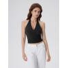 image:imageSUUKSESS Women Halter Backless Tank Tops with Built in Bra Double Lined V Neck Y2k Going Out TopsBlack