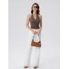 image:imageSUUKSESS Women Halter Backless Tank Tops with Built in Bra Double Lined V Neck Y2k Going Out TopsBrown