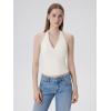image:imageSUUKSESS Women Halter Backless Tank Tops with Built in Bra Double Lined V Neck Y2k Going Out TopsCream White