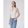 image:imageSUUKSESS Women Halter Backless Tank Tops with Built in Bra Double Lined V Neck Y2k Going Out TopsCream White