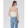 image:imageSUUKSESS Women Halter Backless Tank Tops with Built in Bra Double Lined V Neck Y2k Going Out TopsCream White