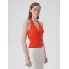 image:imageSUUKSESS Women Halter Backless Tank Tops with Built in Bra Double Lined V Neck Y2k Going Out TopsRed