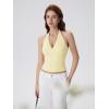 image:imageSUUKSESS Women Halter Backless Tank Tops with Built in Bra Double Lined V Neck Y2k Going Out TopsYellow