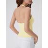 image:imageSUUKSESS Women Halter Backless Tank Tops with Built in Bra Double Lined V Neck Y2k Going Out TopsYellow