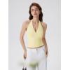 image:imageSUUKSESS Women Halter Backless Tank Tops with Built in Bra Double Lined V Neck Y2k Going Out TopsYellow