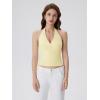 image:imageSUUKSESS Women Halter Backless Tank Tops with Built in Bra Double Lined V Neck Y2k Going Out TopsYellow