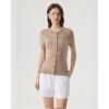 image:imageSUUKSESS Women Silk Cashmere Blend Cardigan Sweaters Summer Button Up Knit OutfitsKhaki