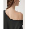 image:imageSUUKSESS Women Silk Cashmere Blend Off The Shoulder Tops Summer Lightweight Knit Trendy Sweaters Loose Fit Shirts01 Black