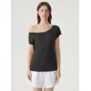 image:imageSUUKSESS Women Silk Cashmere Blend Off The Shoulder Tops Summer Lightweight Knit Trendy Sweaters Loose Fit Shirts01 Black
