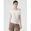 image:imageSUUKSESS Women Silk Cashmere Blend Off The Shoulder Tops Summer Lightweight Knit Trendy Sweaters Loose Fit Shirts02 Snow White