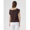image:imageSUUKSESS Women Silk Cashmere Blend Off The Shoulder Tops Summer Lightweight Knit Trendy Sweaters Loose Fit Shirts03 Brown