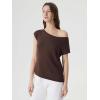 image:imageSUUKSESS Women Silk Cashmere Blend Off The Shoulder Tops Summer Lightweight Knit Trendy Sweaters Loose Fit Shirts03 Brown