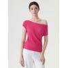 image:imageSUUKSESS Women Silk Cashmere Blend Off The Shoulder Tops Summer Lightweight Knit Trendy Sweaters Loose Fit Shirts04 Rose Pink