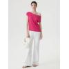 image:imageSUUKSESS Women Silk Cashmere Blend Off The Shoulder Tops Summer Lightweight Knit Trendy Sweaters Loose Fit Shirts04 Rose Pink