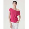 image:imageSUUKSESS Women Silk Cashmere Blend Off The Shoulder Tops Summer Lightweight Knit Trendy Sweaters Loose Fit Shirts04 Rose Pink