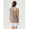 image:imageSUUKSESS Women Silk Cashmere Blend Off The Shoulder Tops Summer Lightweight Knit Trendy Sweaters Loose Fit Shirts05 Khaki