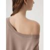 image:imageSUUKSESS Women Silk Cashmere Blend Off The Shoulder Tops Summer Lightweight Knit Trendy Sweaters Loose Fit Shirts05 Khaki