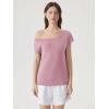 image:imageSUUKSESS Women Silk Cashmere Blend Off The Shoulder Tops Summer Lightweight Knit Trendy Sweaters Loose Fit Shirts06 Pink